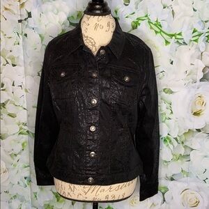 𝅺DRESSBARN Black Snakeskin Embossed Jacket